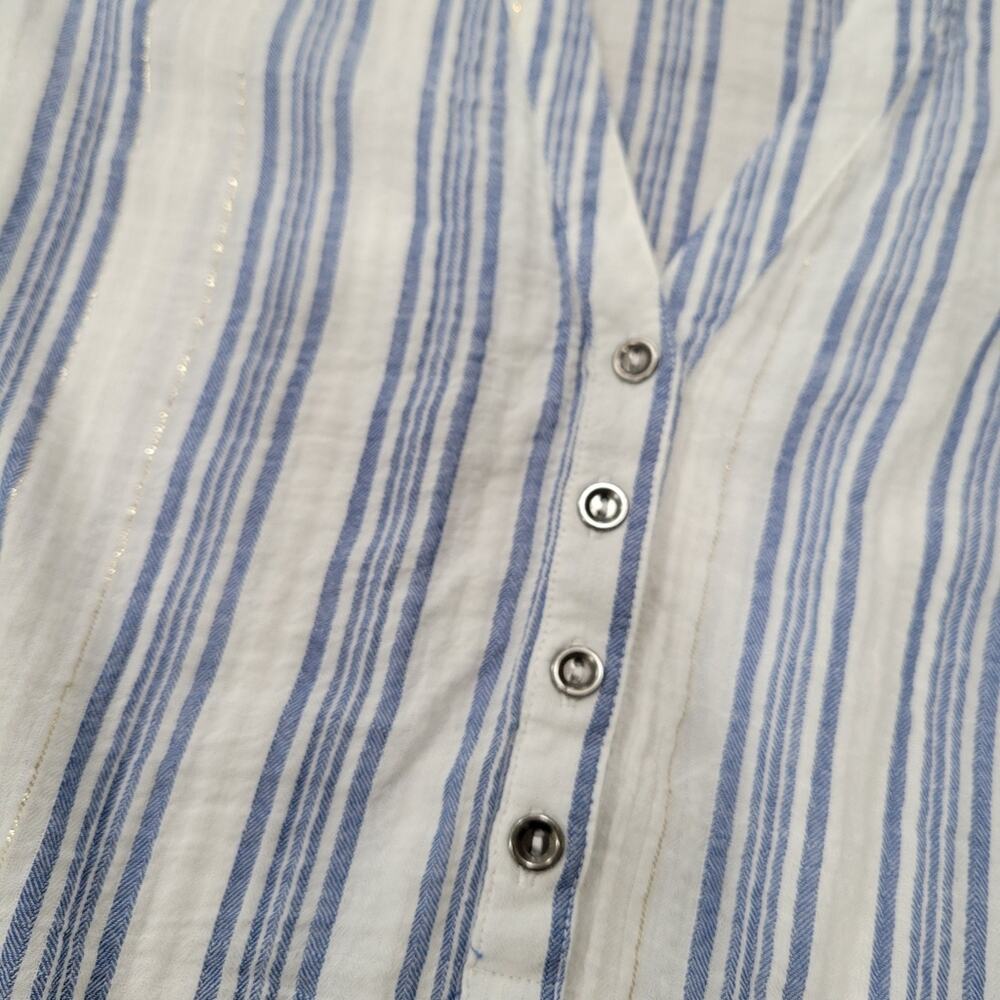 Torrid Blue and White Stripe Herringbone Tank Drawstring Shoulders Size 1X 14/16 - Picture 8 of 10